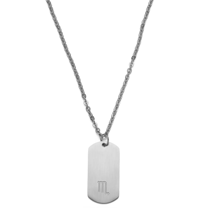 Zilverkleurige Stalen Ketting met Sterrenbeeld Schorpioen