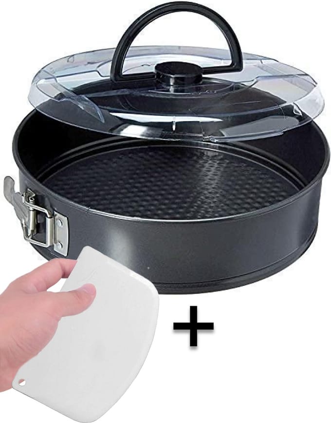 COOCK - Springvorm set met deksel - Bakvorm - Taartvorm met Antiaanbaklaag - 24 cm Diameter - Cakevorm - Incl. Deegschraper & E-Book