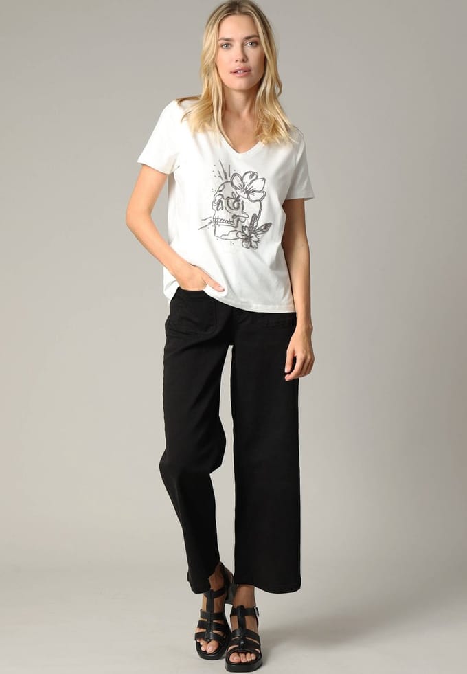Deeluxe Sellah T-shirt Met Korte Mouwen En V-hals Wit M Vrouw