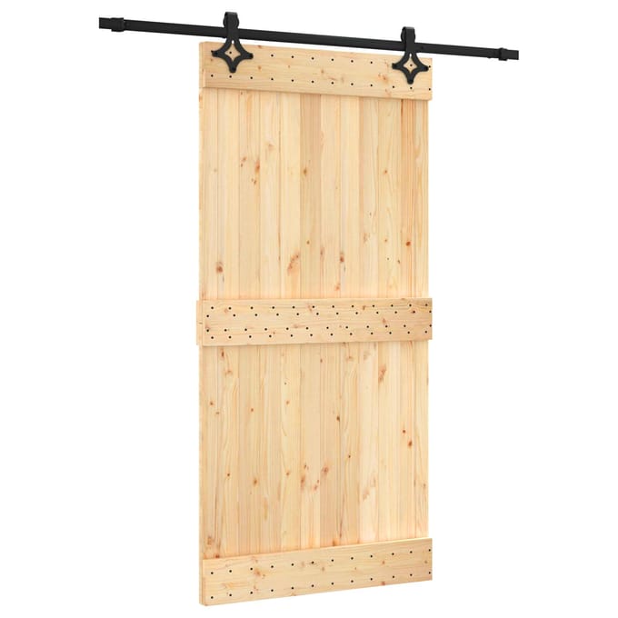 vidaXL - Schuifdeur - 100 - x - 210 - cm - Massief - Pine - Hout - (Onbehandeld)