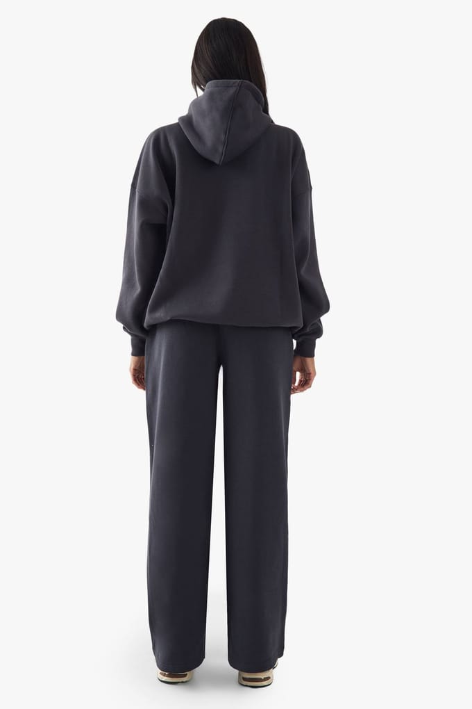 Dames DSGN Studio Badstof Applique Oversized Hoodie | Houtskool | Maat: Small