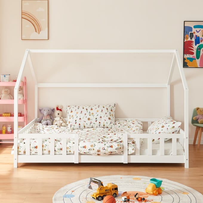 Kinderbed Sisimiut met uitvalbeveiliging 140x200 cm wit