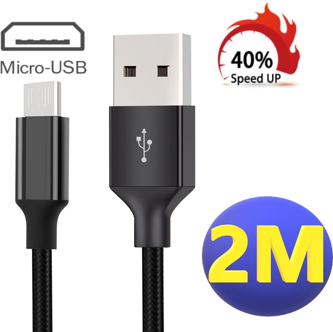 Phreeze USB naar Micro USB Oplaadkabel - 2M - 3A Snelladen - Gevlochten Nylon - Universeel