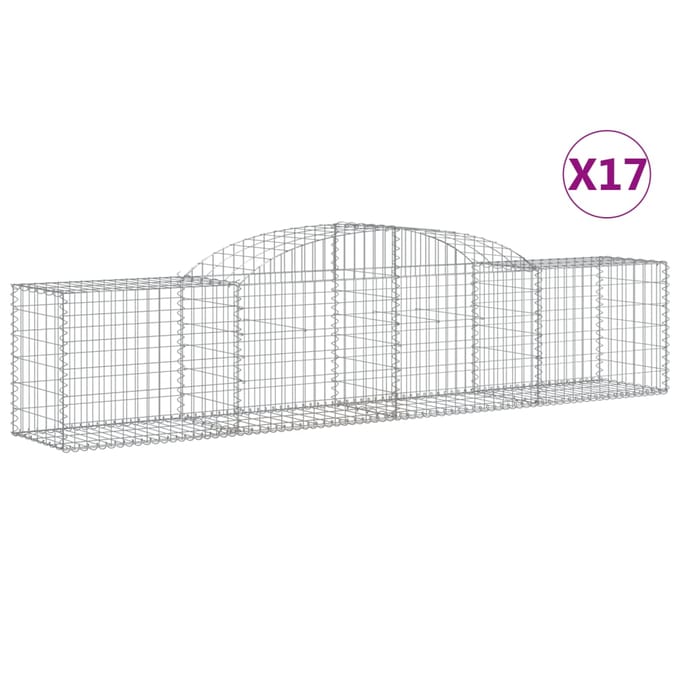 vidaXL - Schanskorven - 17 - st - gewelfd - 300x50x60/80 - cm - gegalvaniseerd - ijzer