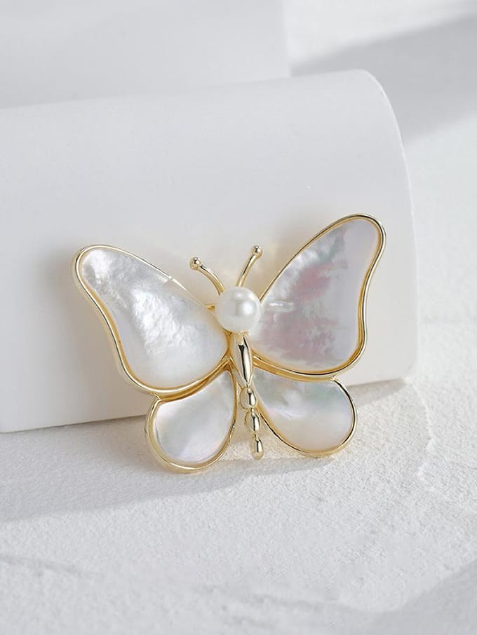 1 STKS Vlinder Broche Elegante Design Sense Roos Witte Steen Sieraden gray