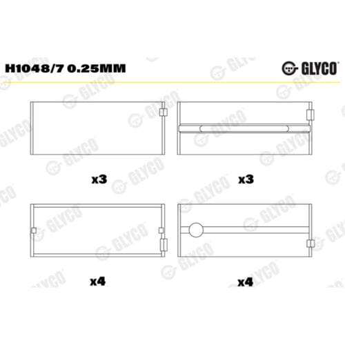 Krukaslagerset GLYCO H1048/7 0.25mm