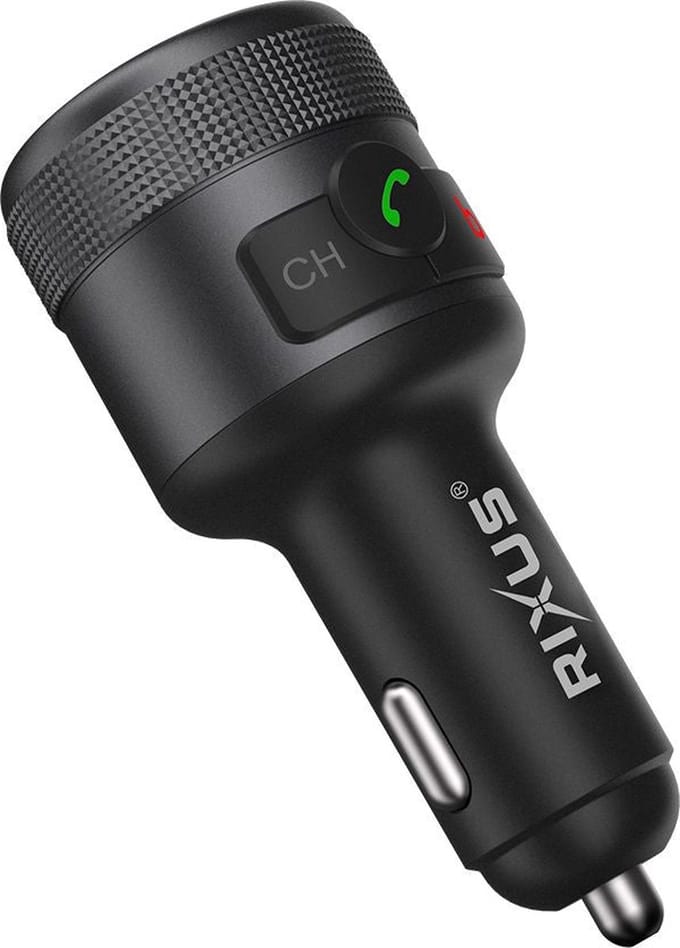 Rixus - Bluetooth FM Transmitter - Autolader -USB-A en USB-C, Bluetooth Carkit - Zwart - rxbt26