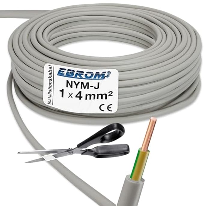 Aardingskabel GRIJS NYM-J 1x4 mm² - Per meter - Keuze uit lengtes