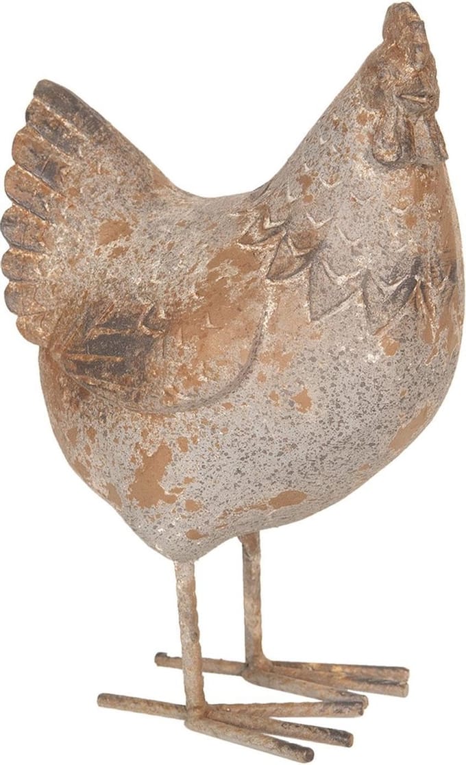 Clayre & Eef Beeld Kip 13x9x20 cm Grijs Polyresin