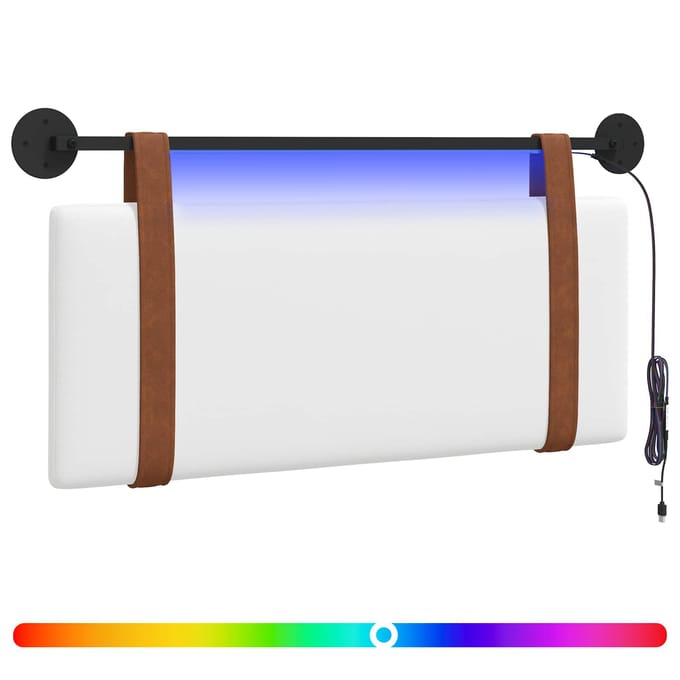 vidaXL - Hangend - hoofdbord - Met - LED-verlichting - Wit - Antiek - PU