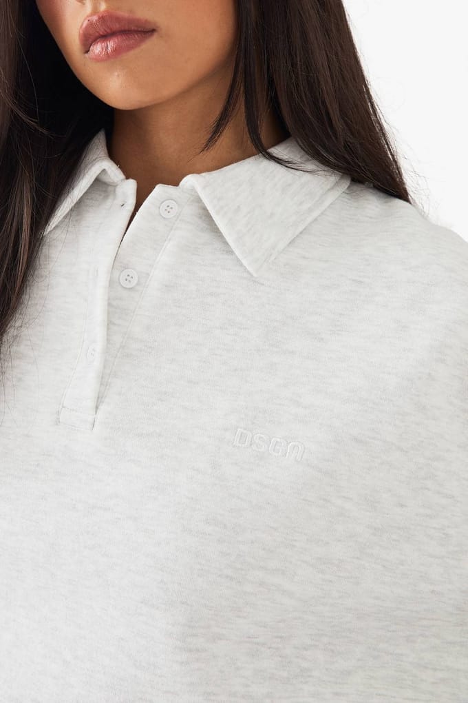 Dames DSGN Studio Sweatshirt met Kraag Oversized | Asgrijs | Maat: Medium