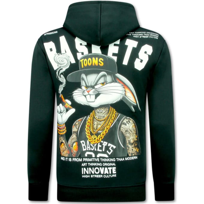 Oversized Hoodie Heren met Capuchon - Gangster Chicago - Dik Geweven - 5792 - Zwart