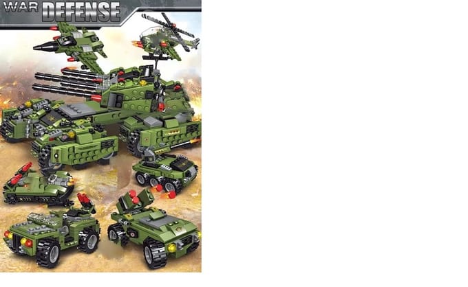 6 in 1 tank - bouwblokken - militair - 520 pcs