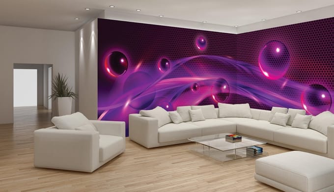 Fotobehang Vlies 3D | Paars, Roze | GROOT 832x254cm