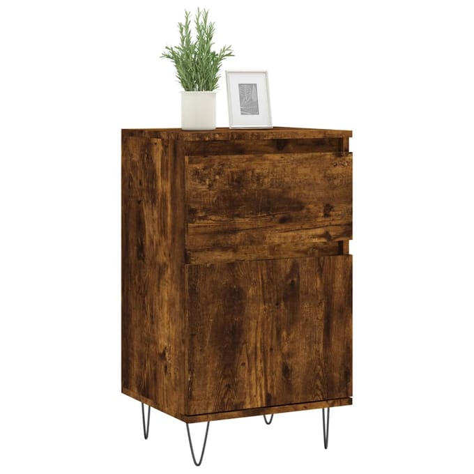 vidaXL - Dressoirs - 2 - st - 40x35x70 - cm - bewerkt - hout - gerookt - eikenkleurig