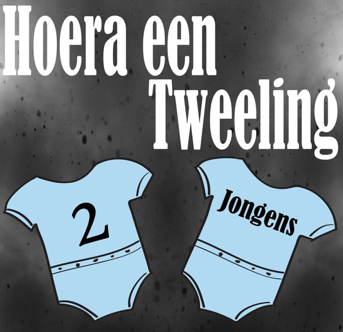 Geboorte raamsticker Hoera een tweeling 2 jongens