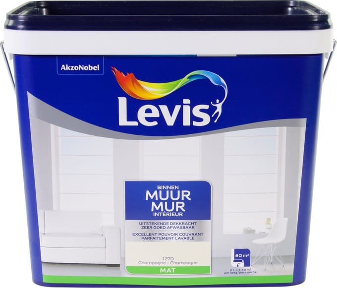 Uitverkoop - Levis Latex Muurverf - Champagne - Mat - 5 Liter