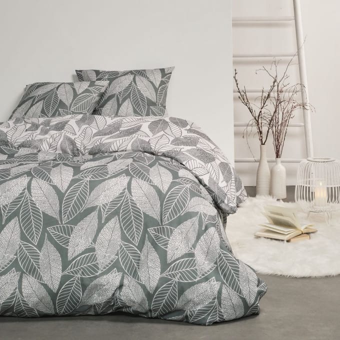Flanel dekbedovertrek - 240 x 220 - new grey
