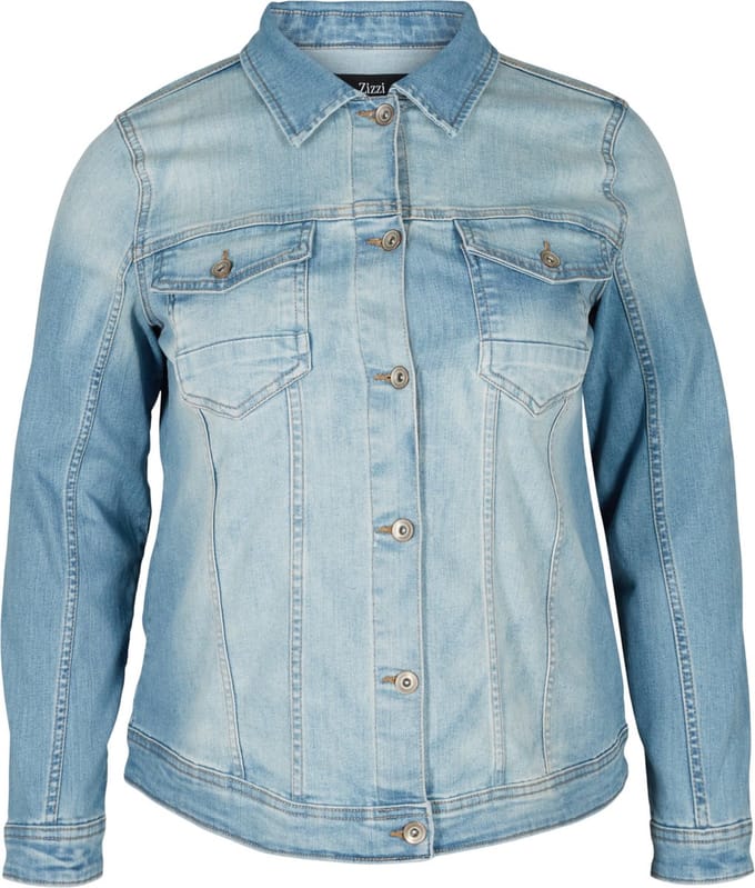 Lichte denim jas met borstzakken