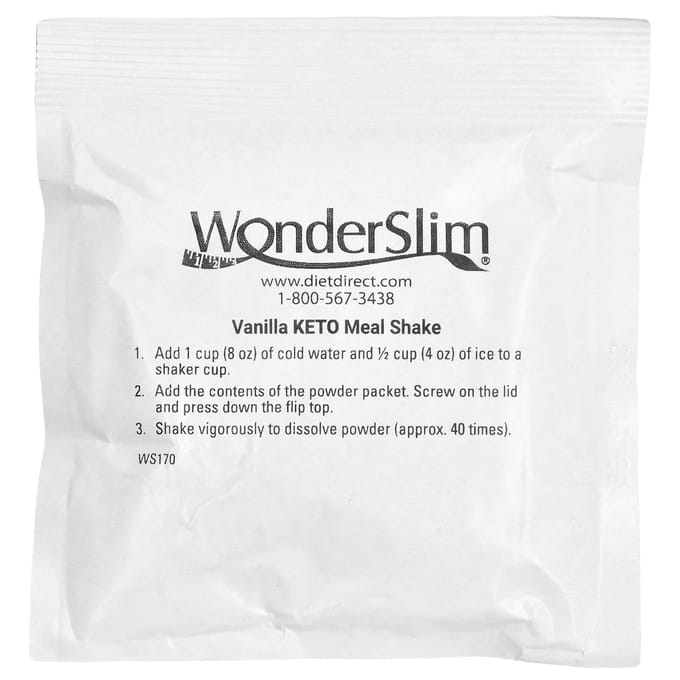 WonderSlim, Shake repas cétogène, Vanille, 7 sachets, 0,71 oz (20 g) chaque