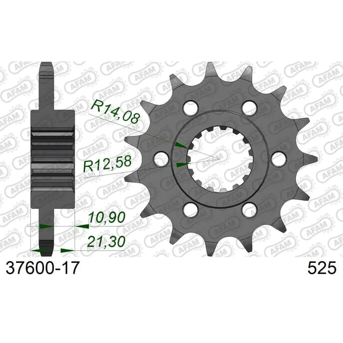 AFAM Voorste Tandwiel 17 Tands #525 voor Aprilia 1200
