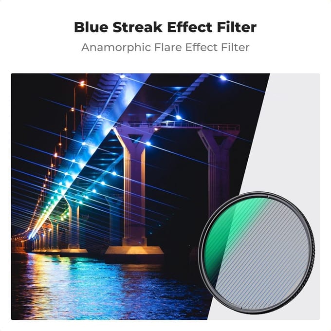 K&F Concept 77mm Blue Streak Nano-X HD MRC brushed filter video film camera