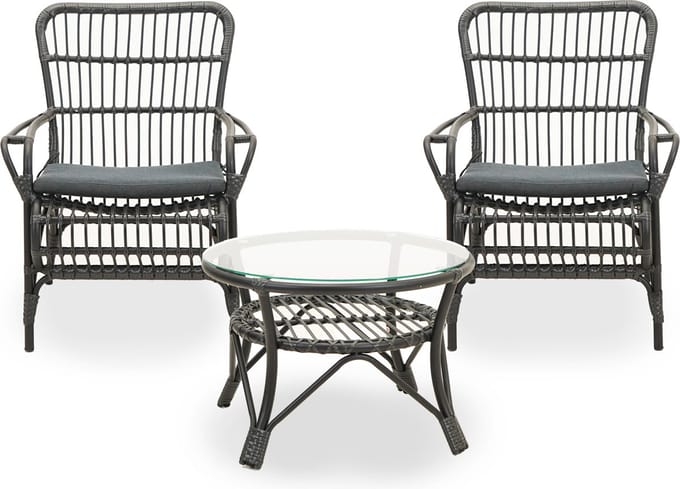 Vita Lester loungeset zwart met lage tafel