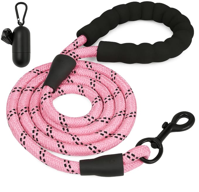 BOTC Hondenriem - Reflecterende - Met Poepzakjeshouder - 2 Meter - Roze