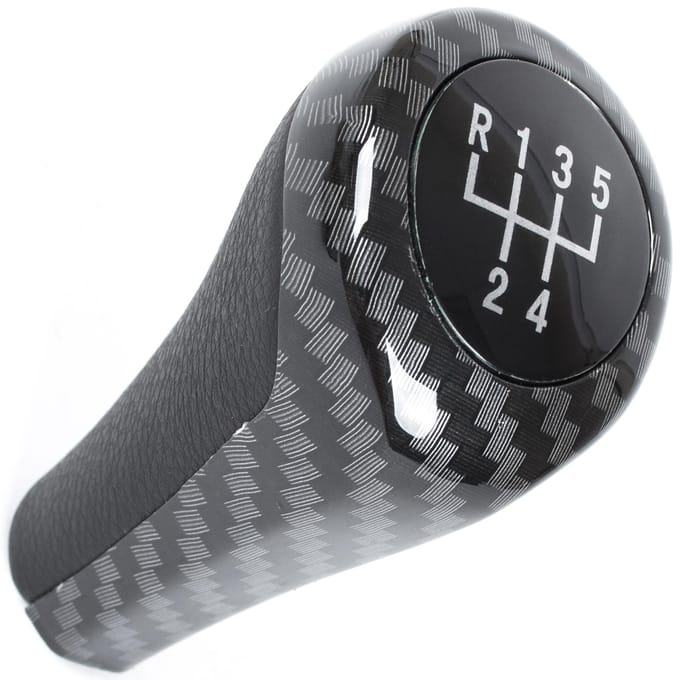 MODECAR - Versnellingspookknop - 5 versnellingen - Zwarte Leder - Carbon