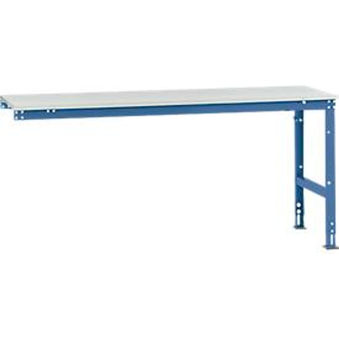 Manuflex AU6111.5007 Werk aanschuiftafel universele standaard met melamine schijf, bxdxh = 2000 x 800 x 760-870 mm Stralend blauw (RAL 5007)