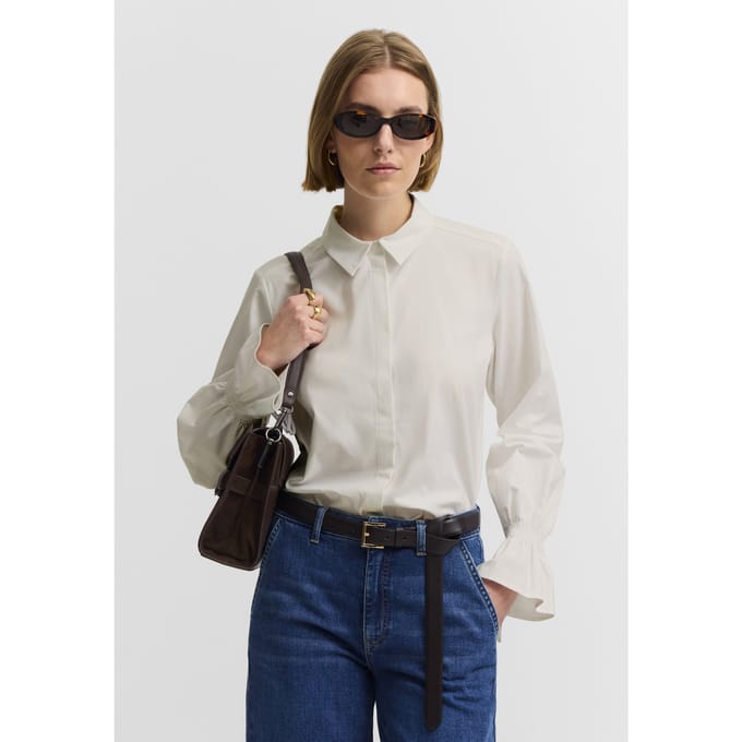 Bugatti Damen Blouse van katoen en lyocell met lange mouwen