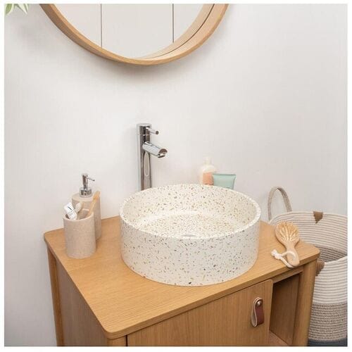Ronde terrazzo wastafel 36cm ADALA