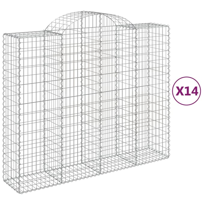 vidaXL - Schanskorven - 14 - st - gewelfd - 200x50x160/180 - cm - ijzer