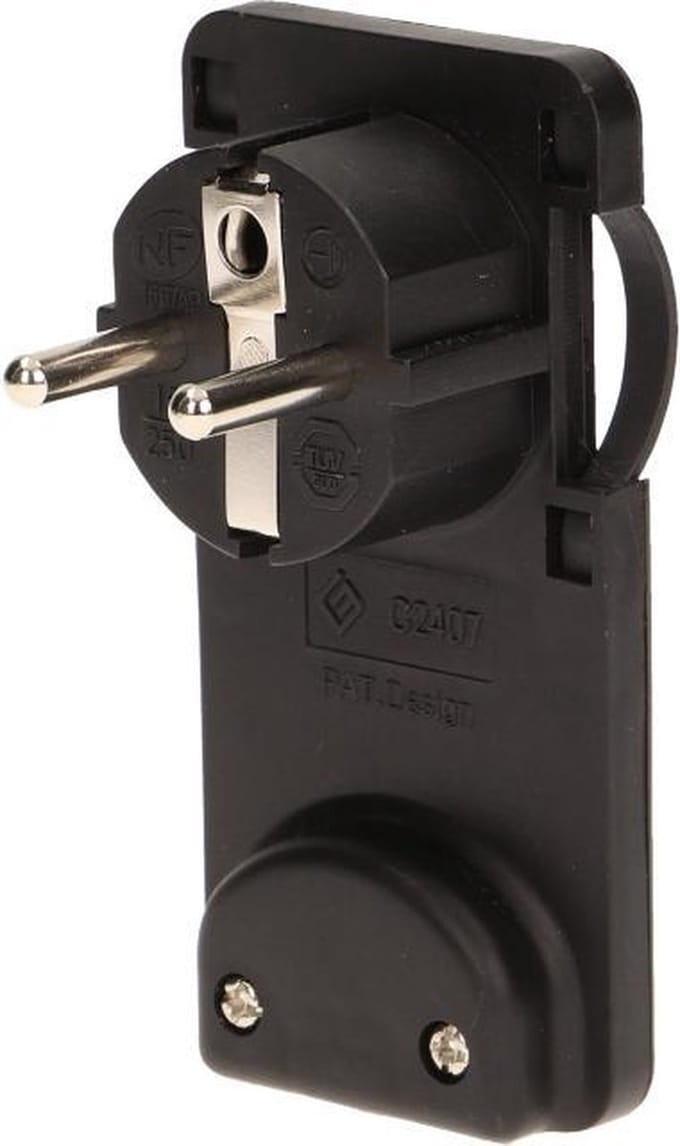 Platte stekker - 230V - 90 graden