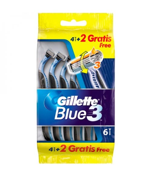 Blue 3 Smooth wegwerpscheermesjes voor mannen 6 stuks