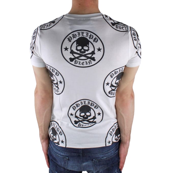 Philipp Plein Plum Multi Logo Design Wit T-shirt