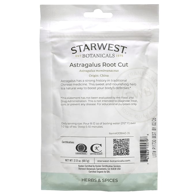 Racine d'Astragale Bio Coupée, 60.1G(2.12Oz) white