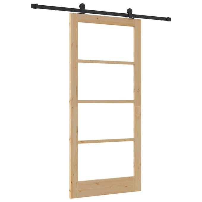 vidaXL - Schuifdeur - ORKDAL - 93 - x - 202 - cm - Massief - grenenhout - en - glas