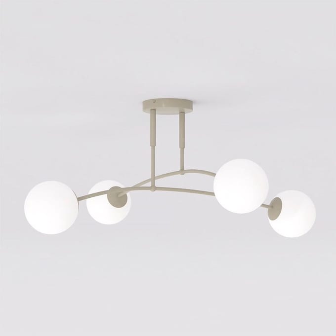EMIBIG LIGHTING Pregos-plafondlamp, beige, Ø 60 cm, 4-lamps, metaal/glas