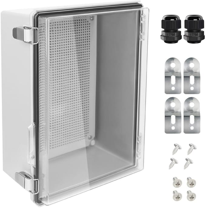 Waterproof Junction Box - Elektrische Behuizing - Buiten Elektronica - Transparant Deksel - 35 x 25 x 15 cm - Grijs