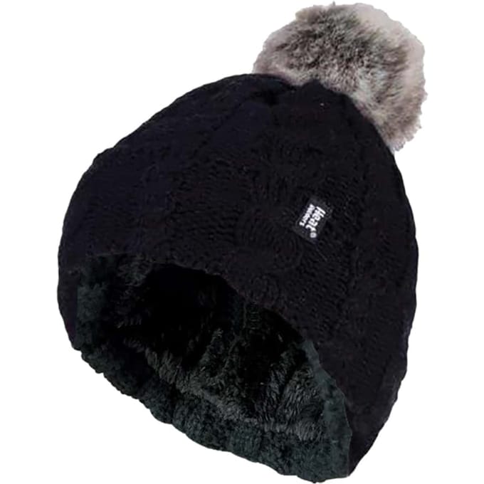 Heat Holders - Thermische pomponhoed voor dames - Zwart