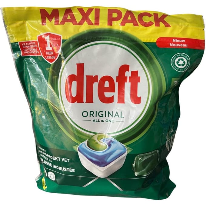 Dreft Original - All In One - Vaatwascapsules - 76 Afwasbeurten
