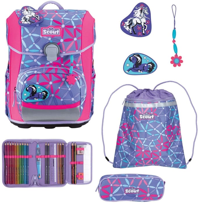 Scout schooltas Basic Neo Set 4-delig Pony Love paars