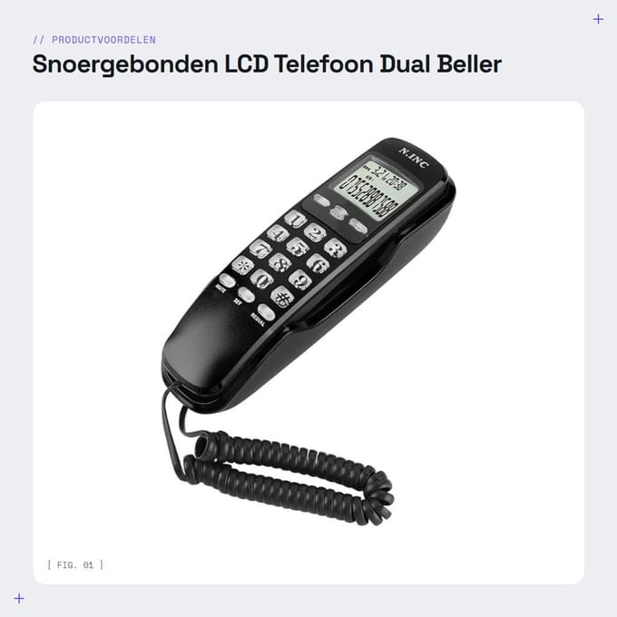 Dailygoods- Wandtelefoon Snoergebonden - Lcd Display - Dual Beller Id
