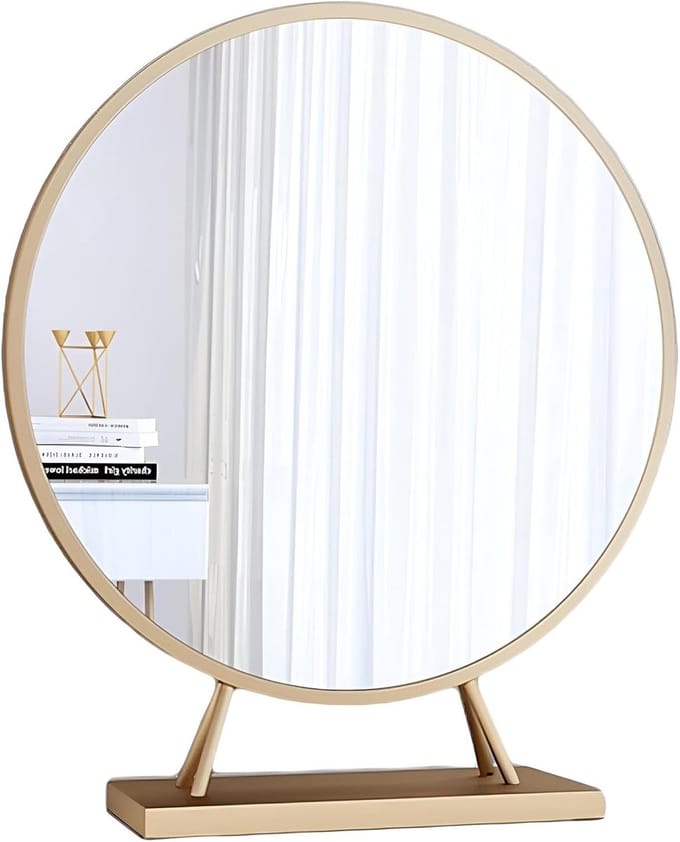Make-up Spiegel - Kaptafel Spiegel - Schoonheidsroutine - 360 Graden Draaibaar - 30 cm Rond - Goud