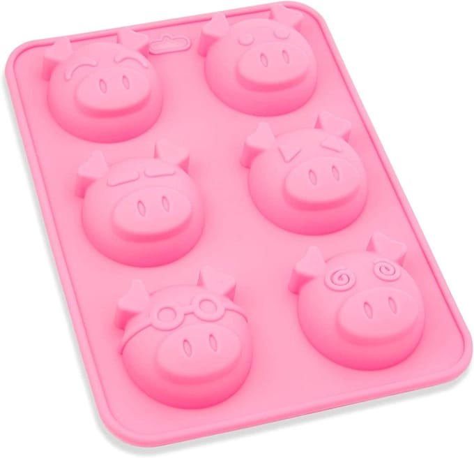 Siliconen Vorm Varkens - Muffinvorm Cupcake - Bakken Decoreren - 6 Caviteiten - 23 x 17 x 3 cm - Roze