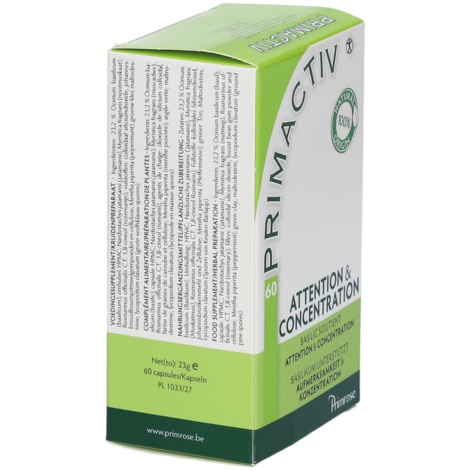 Primrose Primactiv Aandacht & Concentratie 60 Capsules