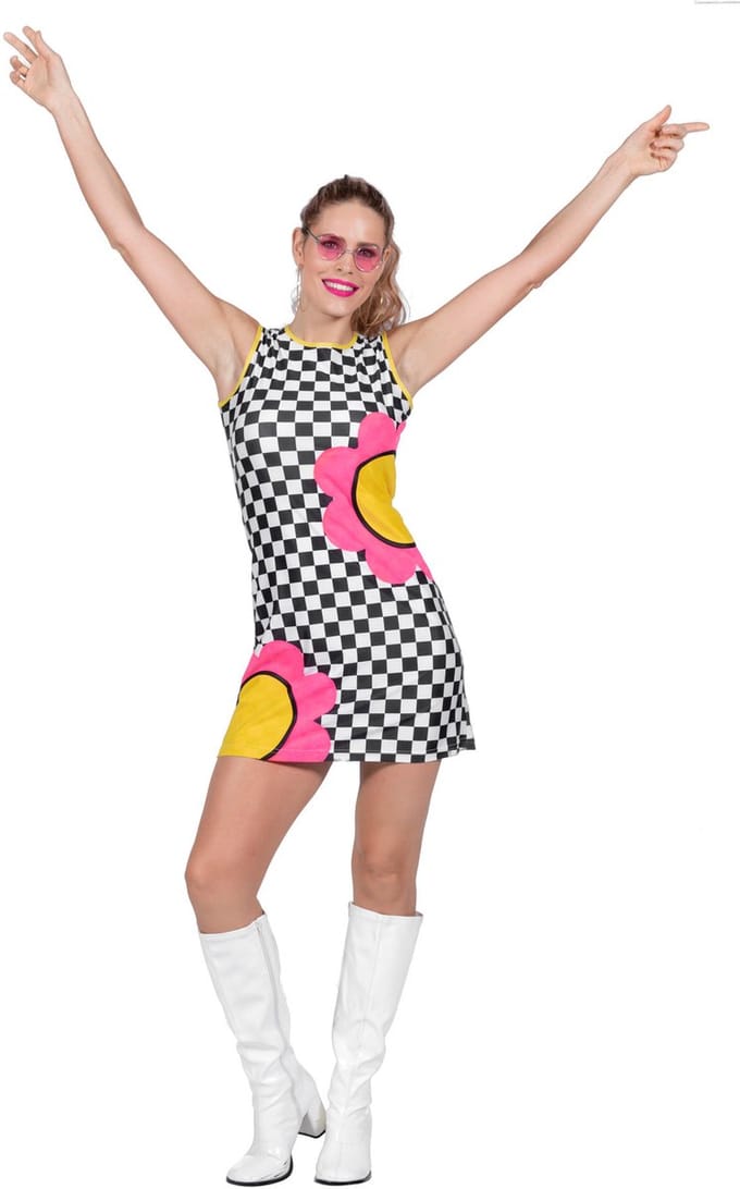 Geblokt Jaren 60 Flower Power Geblokt - Vrouw