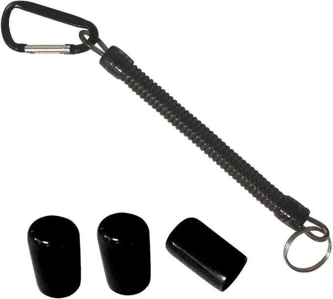Set van 3 Zwarte Tip Protectors en Intrekbare Lanyard voor Metaaldetector Pinpointer