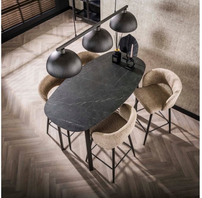 Bartafel Marquina deens ovaal 140x75 cm - marmerlook